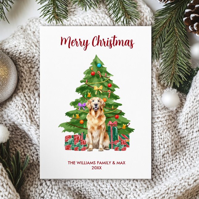 Golden Retriever Dog Family Christmas Holiday Card (Creator Uploaded)
