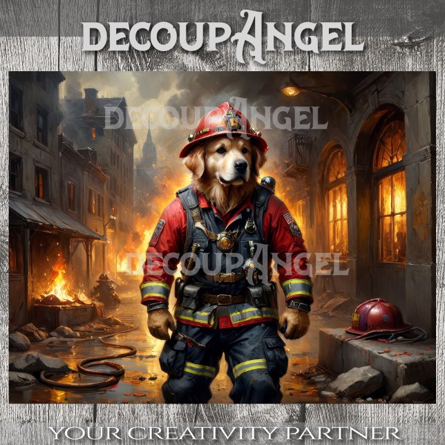 Golden Retriever Dog Firefigheter - Decoupage - Tissue Paper (Creator Uploaded)