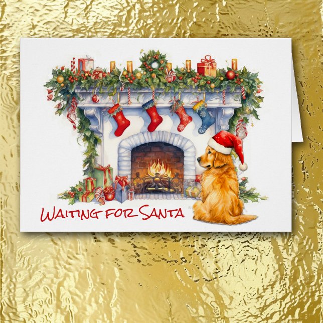 Golden Retriever Dog Fireplace Wait for Santa (Creator Uploaded)