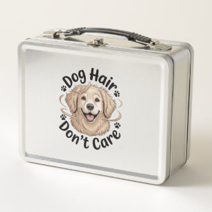 Golden Retriever Dog Hair Don't Care Funny Quote Metal Lunch Box