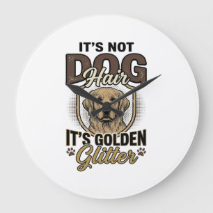 Golden Retriever Dog Hair Vintage Funny Shirt Desi Large Clock