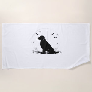 Golden Retriever Dog – Halloween Moon Silhouette O Beach Towel