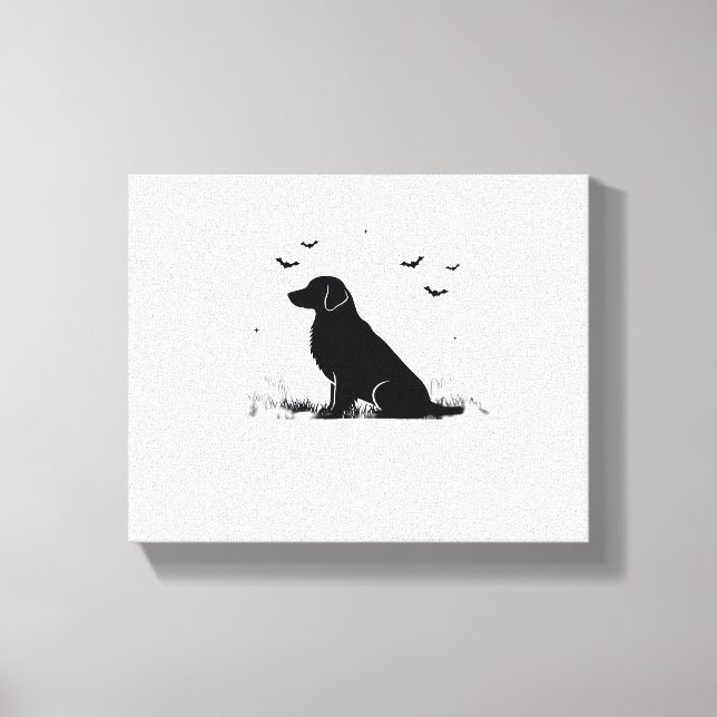 Golden Retriever Dog – Halloween Moon Silhouette O Canvas Print (Front)