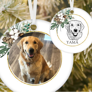Golden Retriever Dog Hand Drawing Personalized Ceramic Tree Decoration