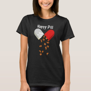 Golden Retriever Dog Happy Pill Mum Dad T-Shirt