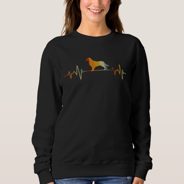 Golden Retriever Dog Heartbeat Graphic Dog  Retro Sweatshirt (Front)