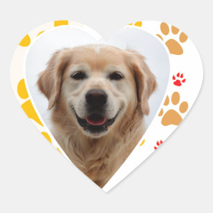 Golden Retriever Dog Hearts Paws Print Heart Sticker