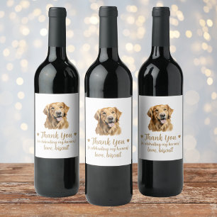 Golden Retriever Dog I Do Too Wedding Wine Label