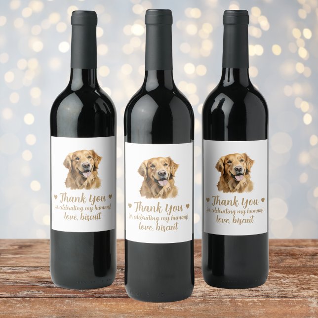 Golden Retriever Dog I Do Too Wedding Wine Label (Creator Uploaded)