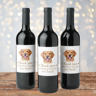 Golden Retriever Dog I Do Too Wedding Wine Label