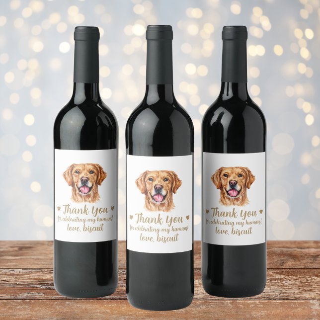 Golden Retriever Dog I Do Too Wedding Wine Label (Creator Uploaded)