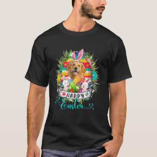 Golden Retriever Dog In Easter Eggs Basket Happy E T-Shirt