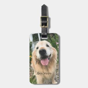 Golden Retriever Dog in Flower Garden Luggage Tag