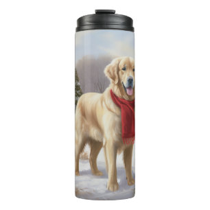 Golden Retriever Dog in Snow Christmas  Thermal Tumbler