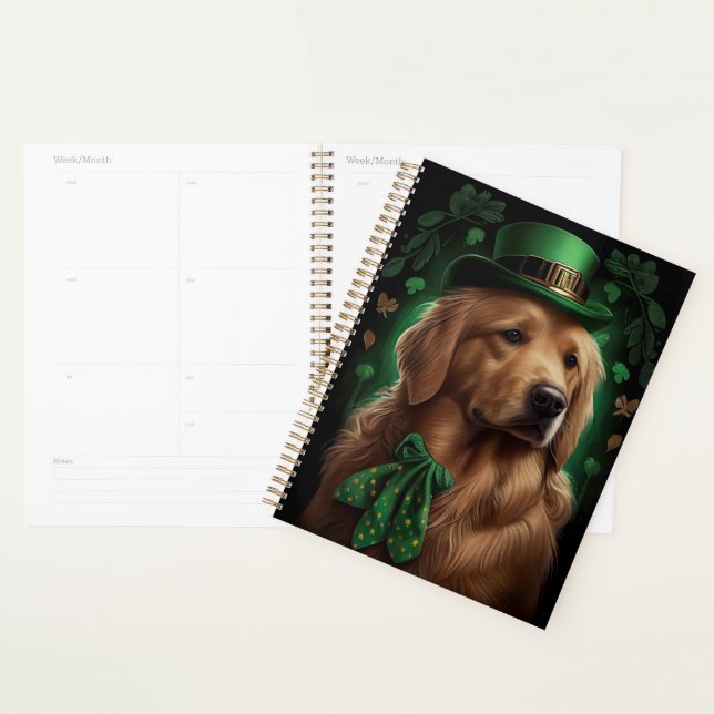 Golden Retriever Dog in St. Patrick's Day Planner (Display)