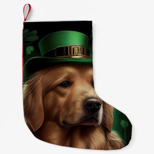 Golden Retriever Dog in St. Patrick's Day Small Christmas Stocking