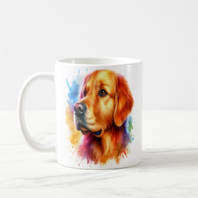 Golden Retriever Dog in Watercolor Coffee Mug (Left)