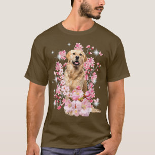 Golden Retriever Dog Japanese Cherry Blossom Sakur T-Shirt