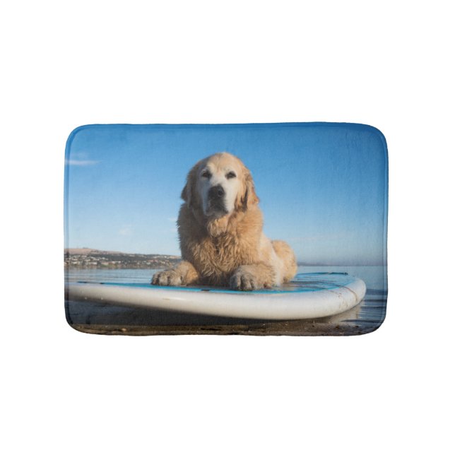 Golden Retriever Dog  Laying On A Paddle Board Bath Mat (Front)