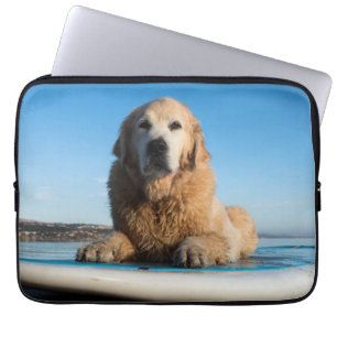 Golden Retriever Dog  Laying On A Paddle Board Laptop Sleeve