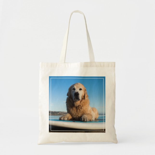 Golden Retriever Dog  Laying On A Paddle Board Tote Bag (Front)
