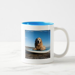 Golden Retriever Dog Laying On A Paddle Board Two-Tone Coffee Mug
