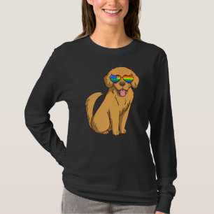 Golden Retriever Dog Lgbt Rainbow Usa Us Flag Meri T-Shirt
