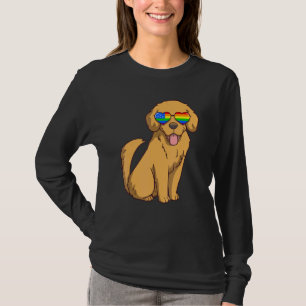 Golden Retriever Dog Lgbt Rainbow Usa Us Flag Meri T-Shirt