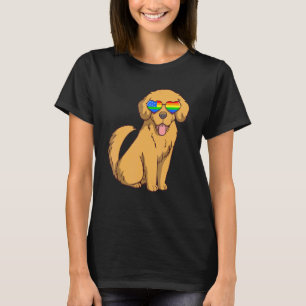 Golden Retriever Dog Lgbt Rainbow Usa Us Flag Meri T-Shirt