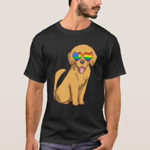 Golden Retriever Dog Lgbt Rainbow Usa Us Flag Meri T-Shirt