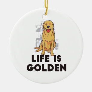 Golden Retriever Dog - Life Is Golden Ceramic Tree Decoration