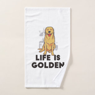 Golden Retriever Dog - Life Is Golden Hand Towel