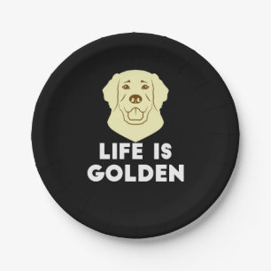 Golden Retriever Dog - Life Is Golden Paper Plate