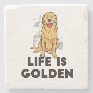 Golden Retriever Dog - Life Is Golden Stone Coaster