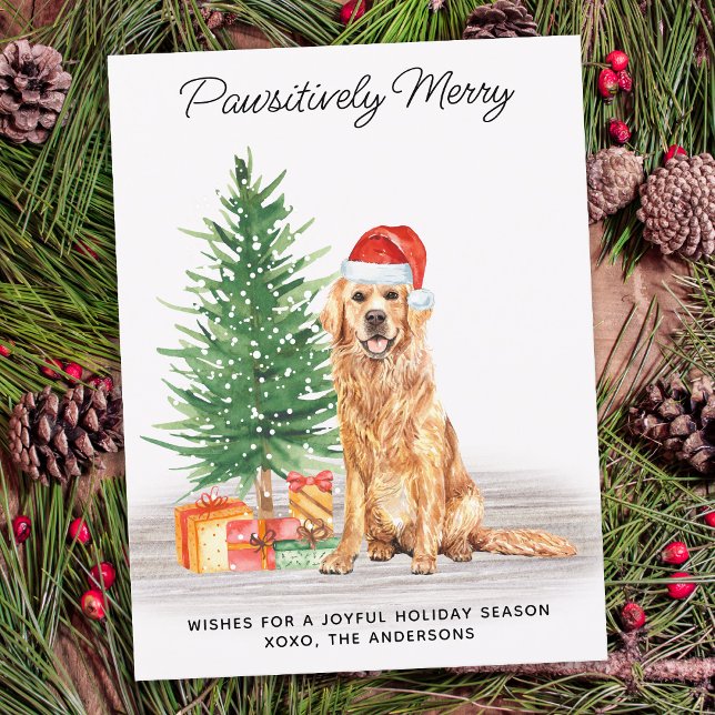 Golden Retriever Dog Lover Custom Merry Christmas Holiday Postcard (Creator Uploaded)