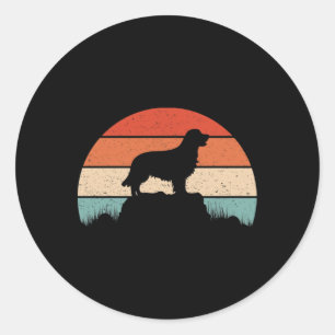 Golden Retriever Dog Lover Retro Sunset Classic Round Sticker