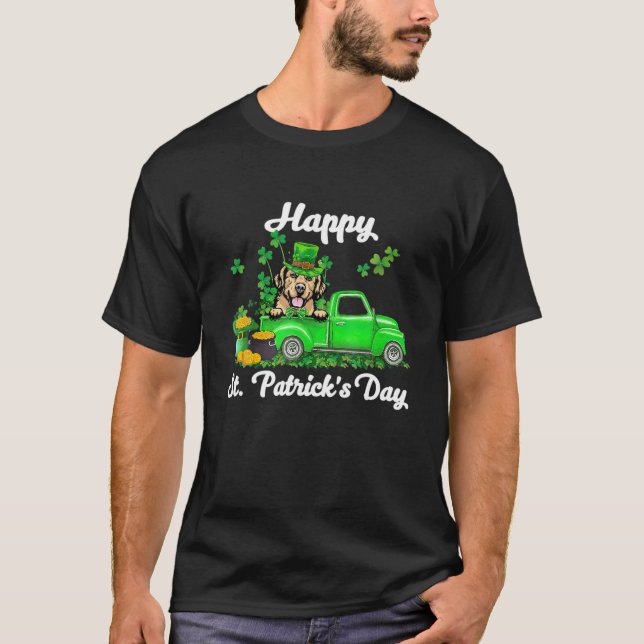 Golden Retriever Dog Lucky Charm St. Patrick's Day T-Shirt (Front)