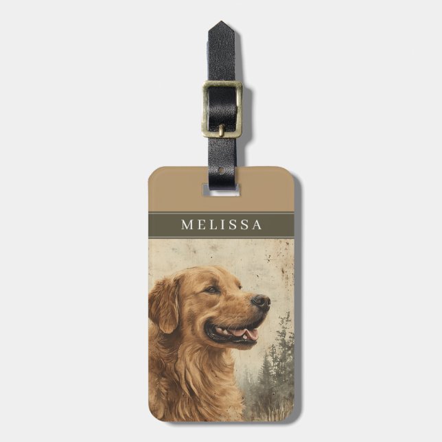 Golden Retriever Dog Luggage Tags (Front Vertical)