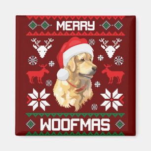 Golden Retriever Dog Merry Woofmas Christmas Sweat Magnet