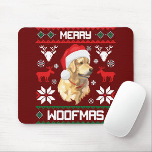 Golden Retriever Dog Merry Woofmas Christmas Sweat Mouse Pad