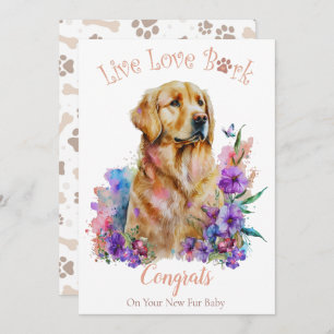 Golden Retriever Dog Mum Floral Adoption Card