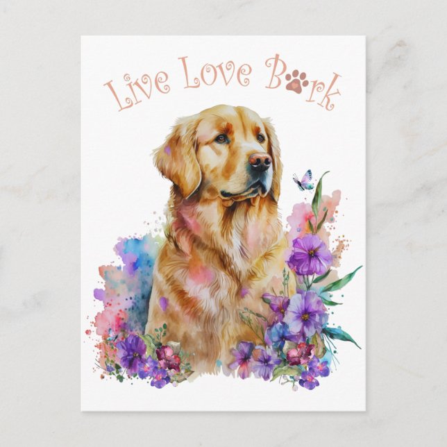 Golden Retriever Dog Mum Floral Postcard (Front)