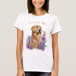 Golden Retriever Dog Mum Floral T-Shirt