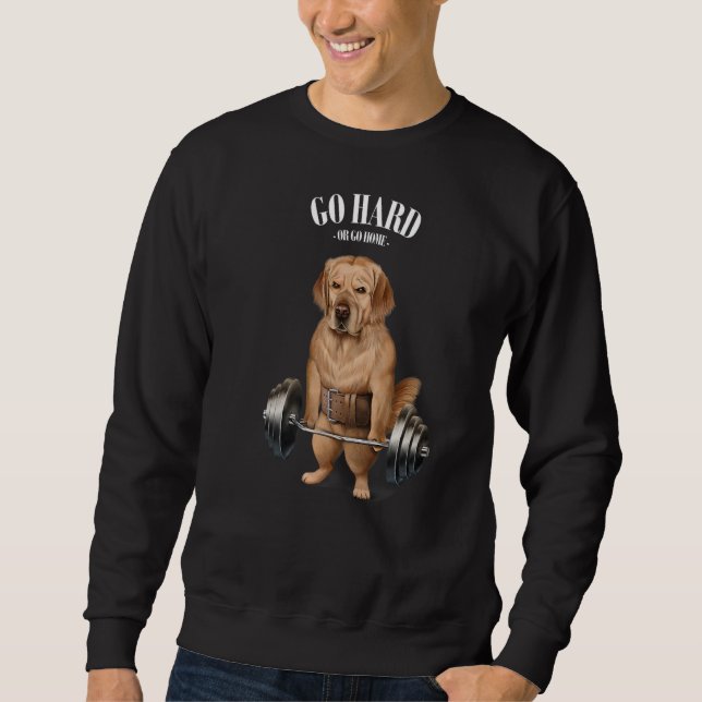 Golden Retriever Dog Muscle Training With Barbell  Sweatshirt (Front)