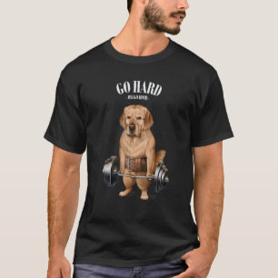 Golden Retriever Dog Muscle Training With Barbell  T-Shirt