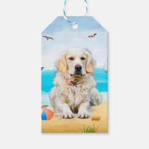 Golden Retriever Dog on Beach Gift Tags
