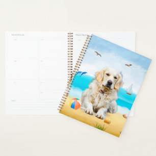 Golden Retriever Dog on Beach Planner