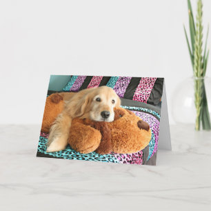 Golden Retriever Dog on Bed Miss You Card