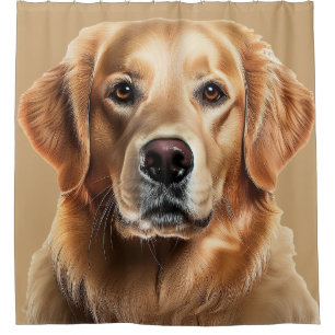 Golden Retriever Dog on Shower Curtain