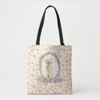 Golden Retriever Dog Paw Print & Dog Bone Cute Tote Bag